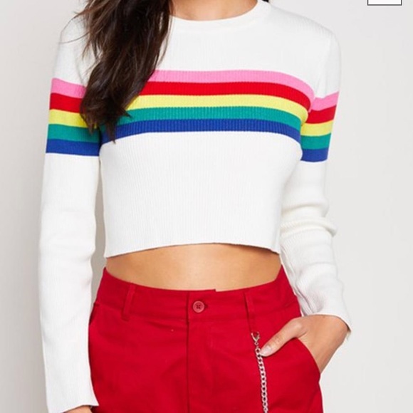 rainbow cropped sweater
